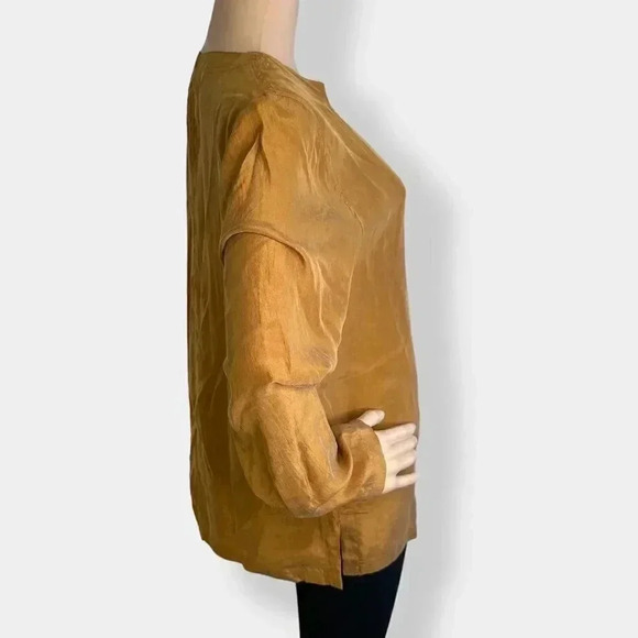 Vintage Jordan Gold Long Sleeve Silk Blouse - Picture 2 of 5